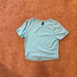 Light Blue Short Sleeve Cropped Shirt